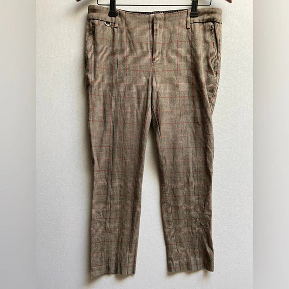 Anthropologie Houndstooth Grid Plaid taper trouser pants Sz 8 - Picture 1 of 12